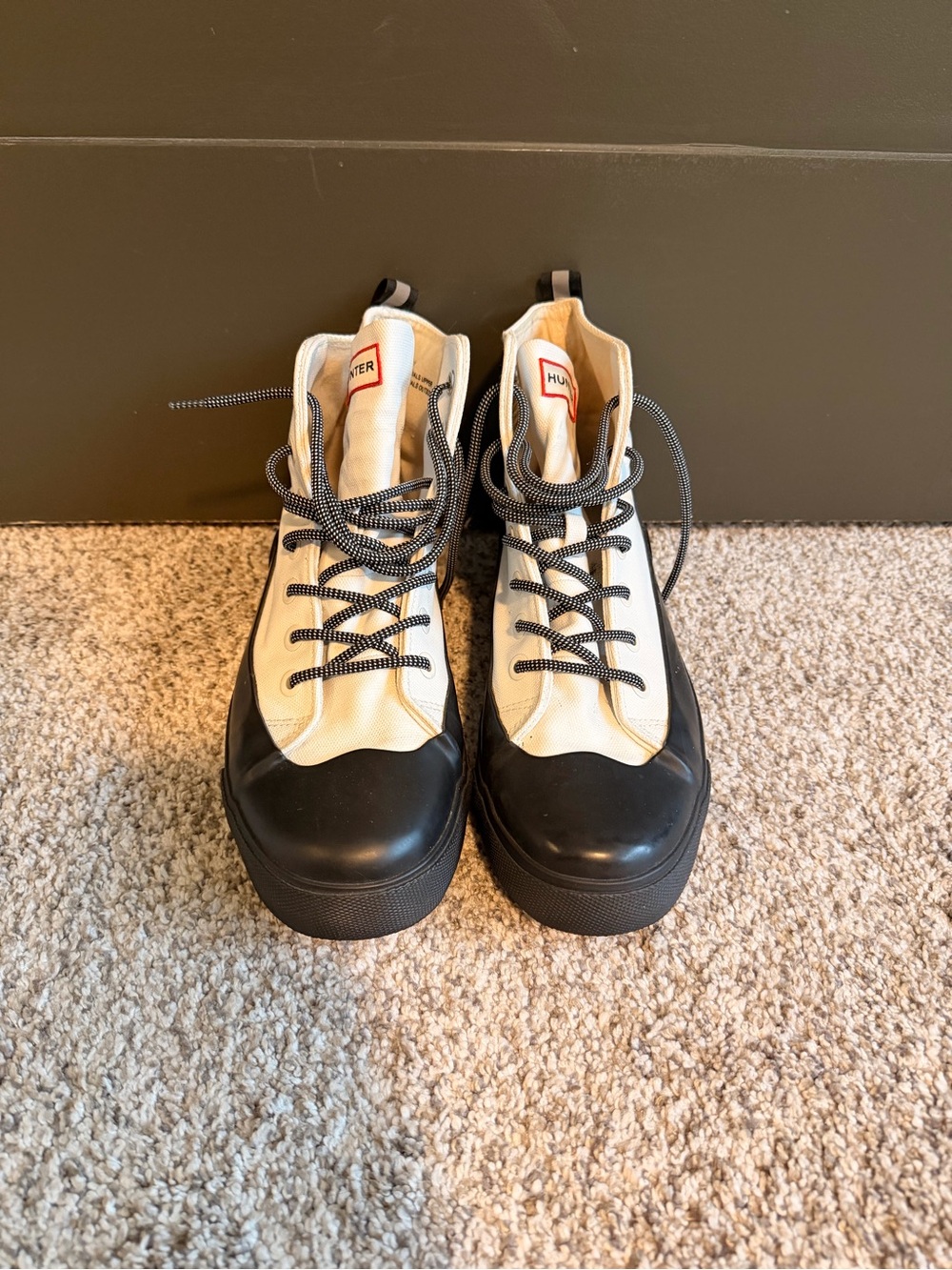 Hunter for Target High Top Canvas Rubber Sneaker Boot Womens 10.5 Cream Black